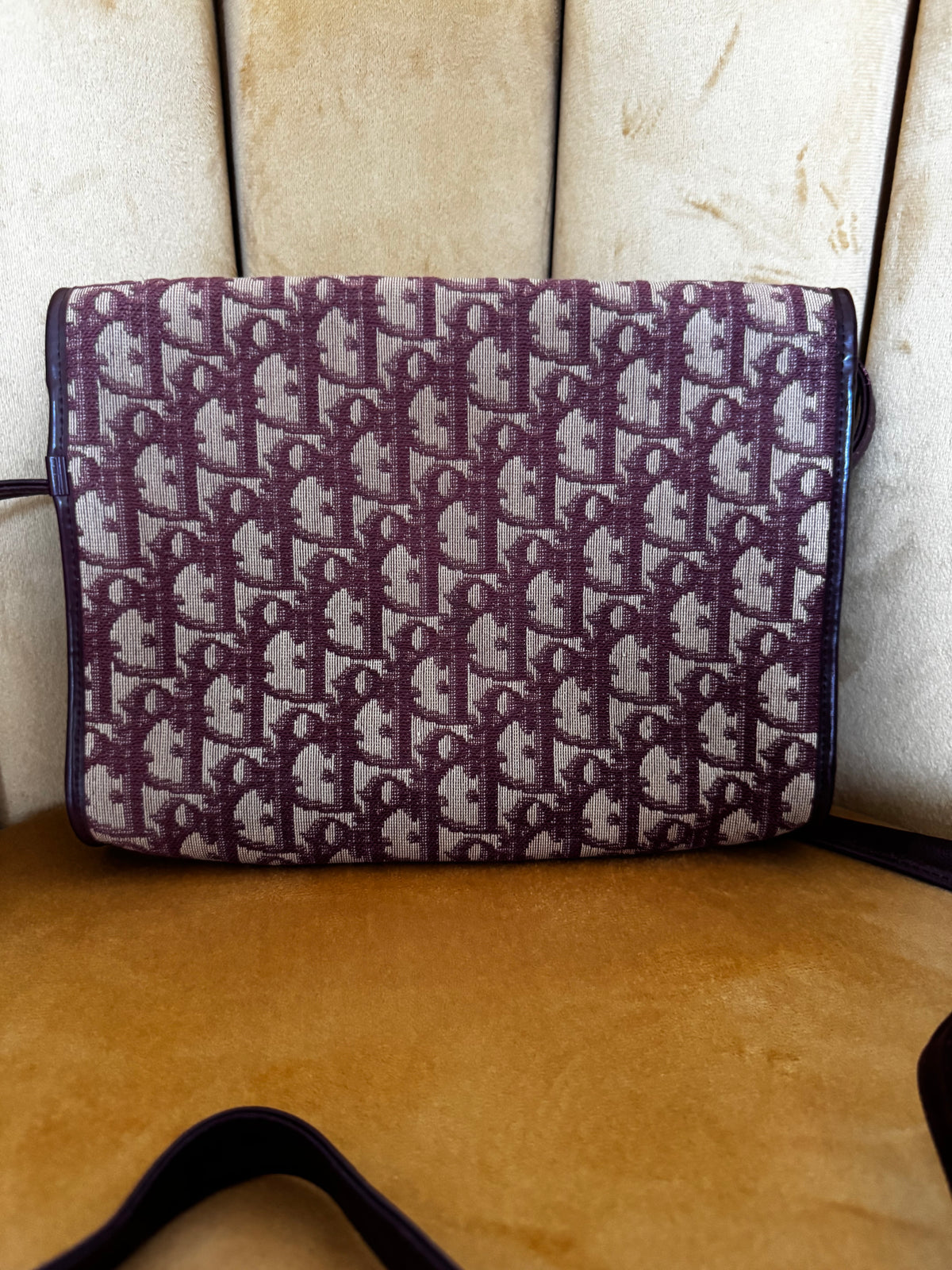 Sac Pochette Bandoulière Christian Dior Vintage – Monogramme Oblique Bordeaux