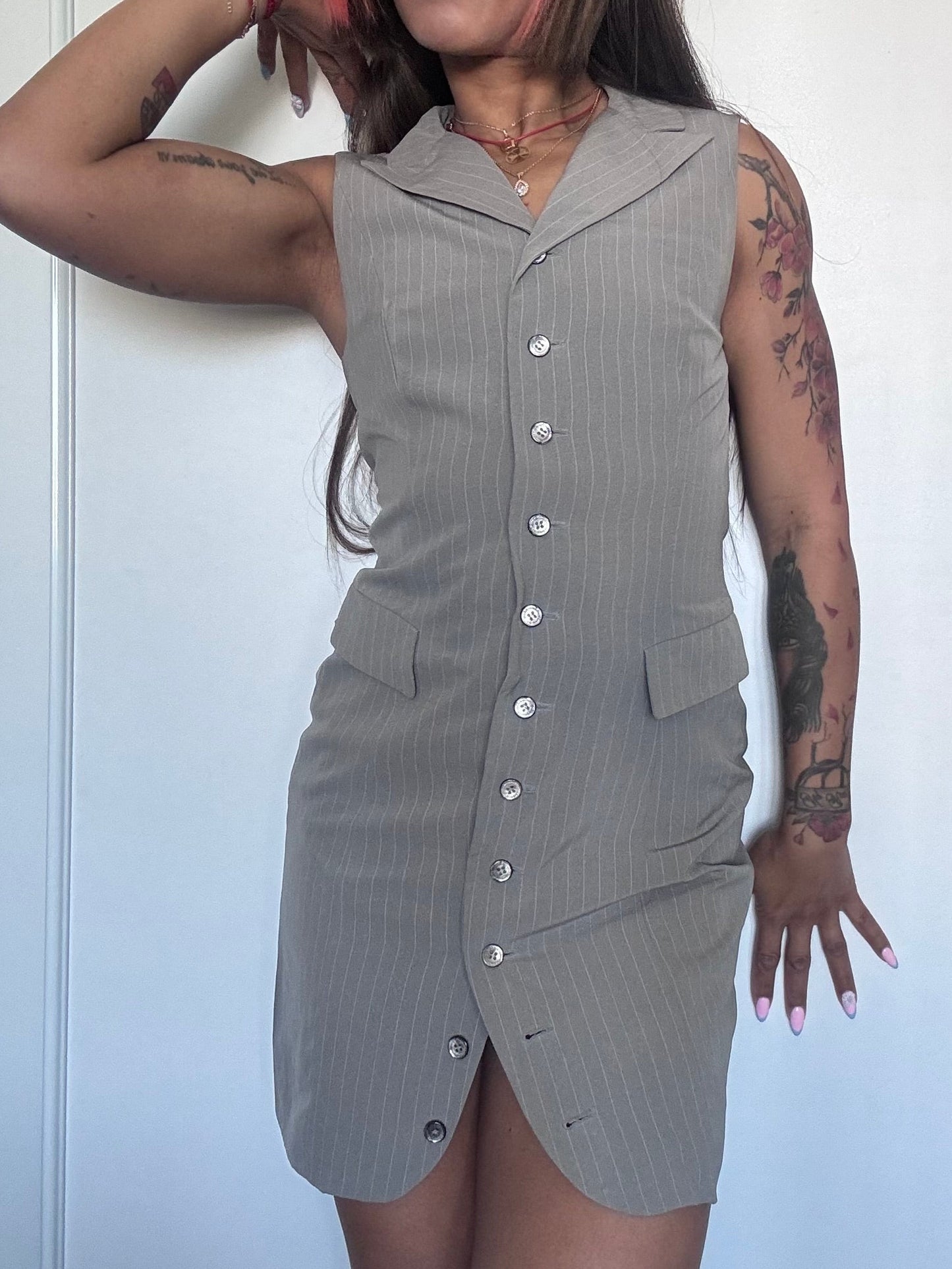 Robe blazer rayée femme – coupe tailleur chic – taille 36