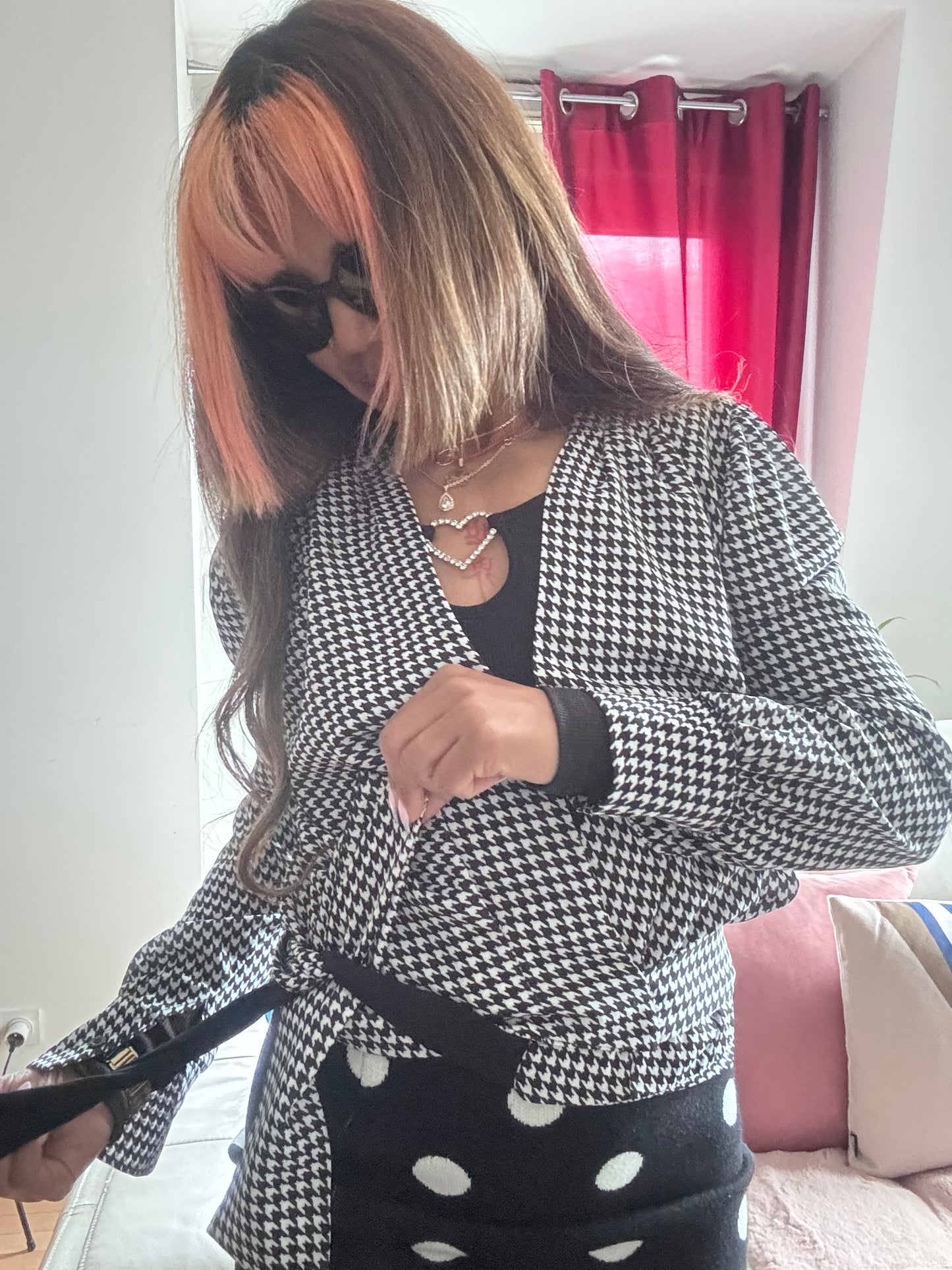 Top Vintage Cache-Cœur Made in Italy – Élégance Rétro Noir & Blanc