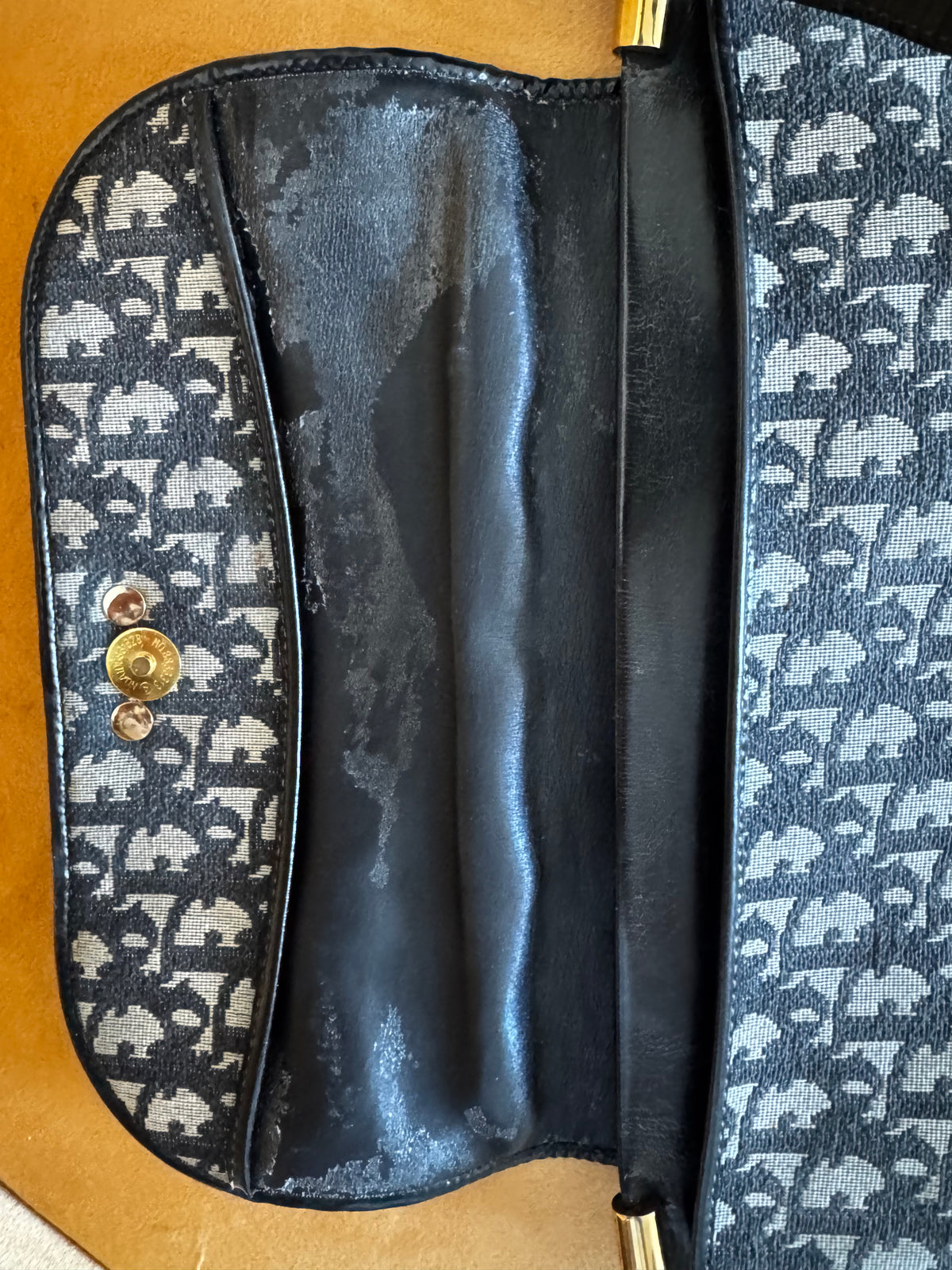 Sac Besace Christian Dior Vintage – Monogramme Trotter Oblique Bleu Marine & Boucle CD
