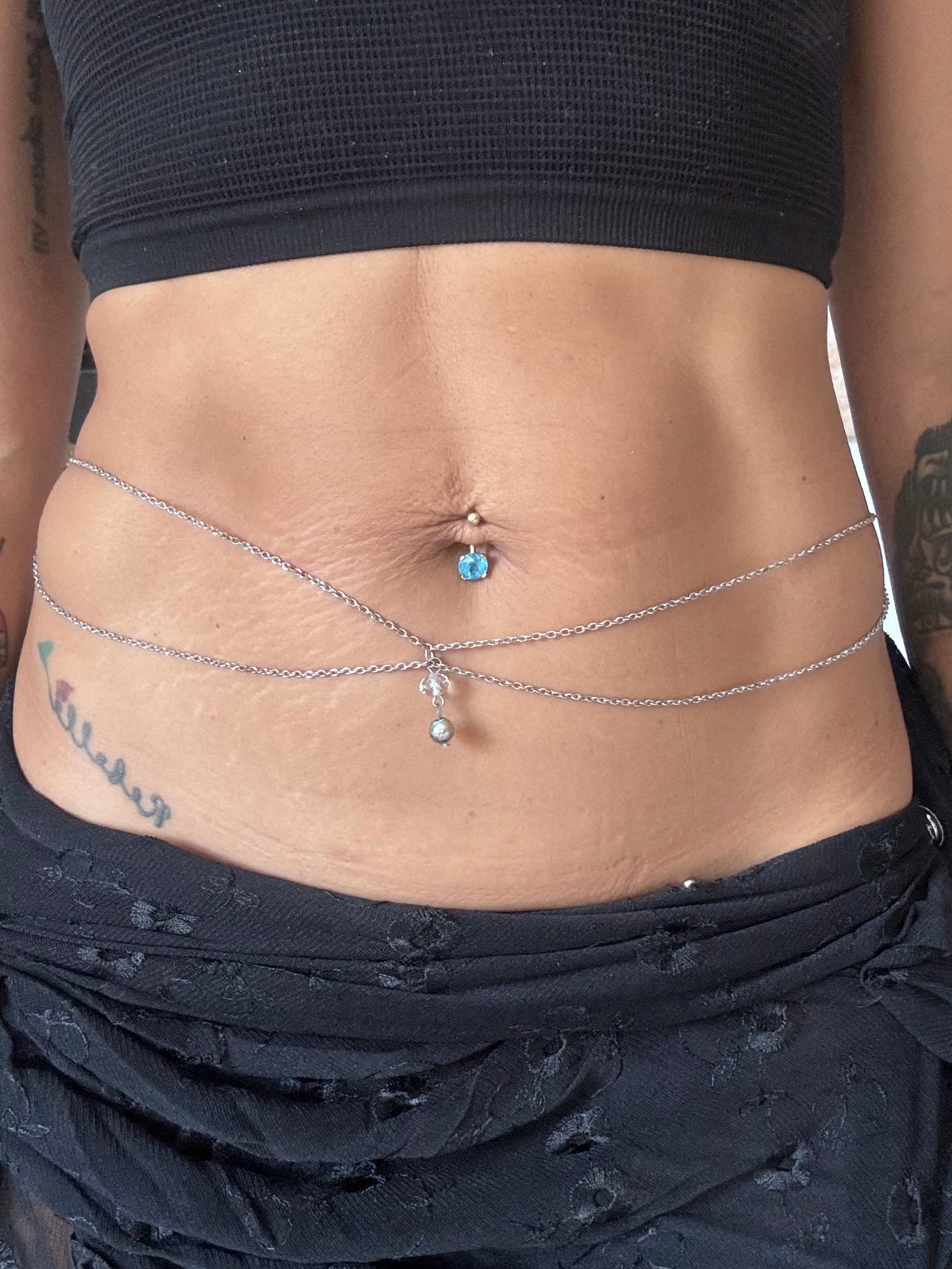 Chaîne de ventre argentée Venizi – Bijou de taille double rang avec pendentif