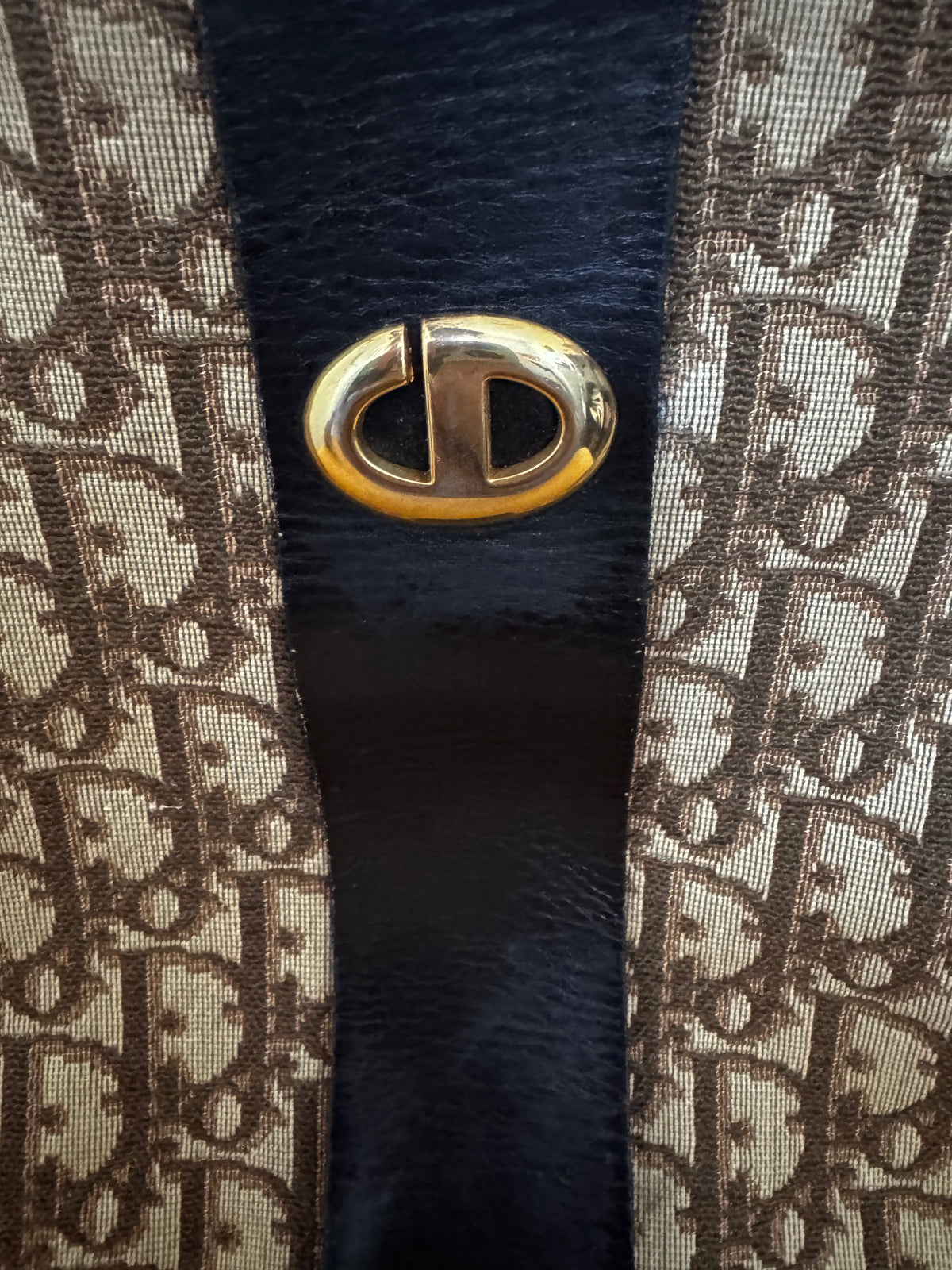 Sac Caméra Christian Dior Vintage – Monogramme Trotter Oblique Marron & Boucle Ovale CD