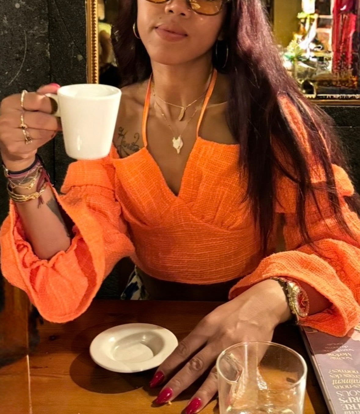 Crop top Y2K Missguided orange – manches volume – top tendance été