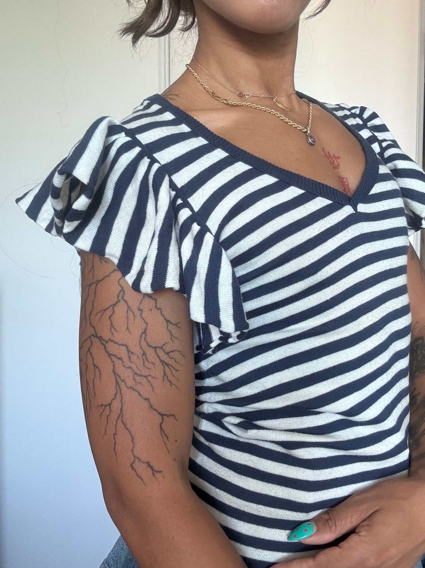 T-shirt marinière Sisley Taille S – Style French Chic