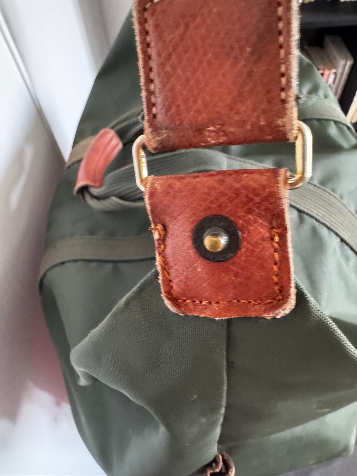 Sac de Voyage Longchamp Vintage Kaki – Grand Format 48h Cuir & Toile (Authentique Paris)