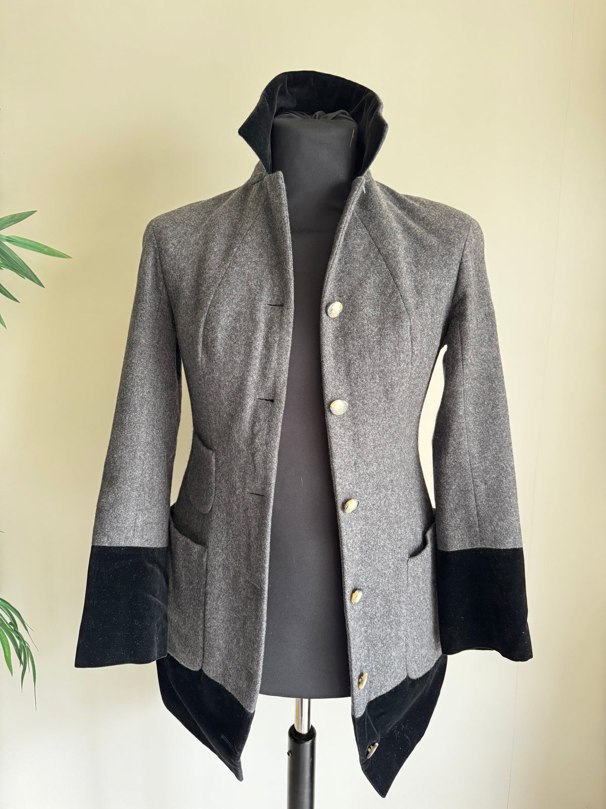 Veste Tailoring Vivienne Westwood Red Label Vintage – 100% Laine Grise & Velours Noir
