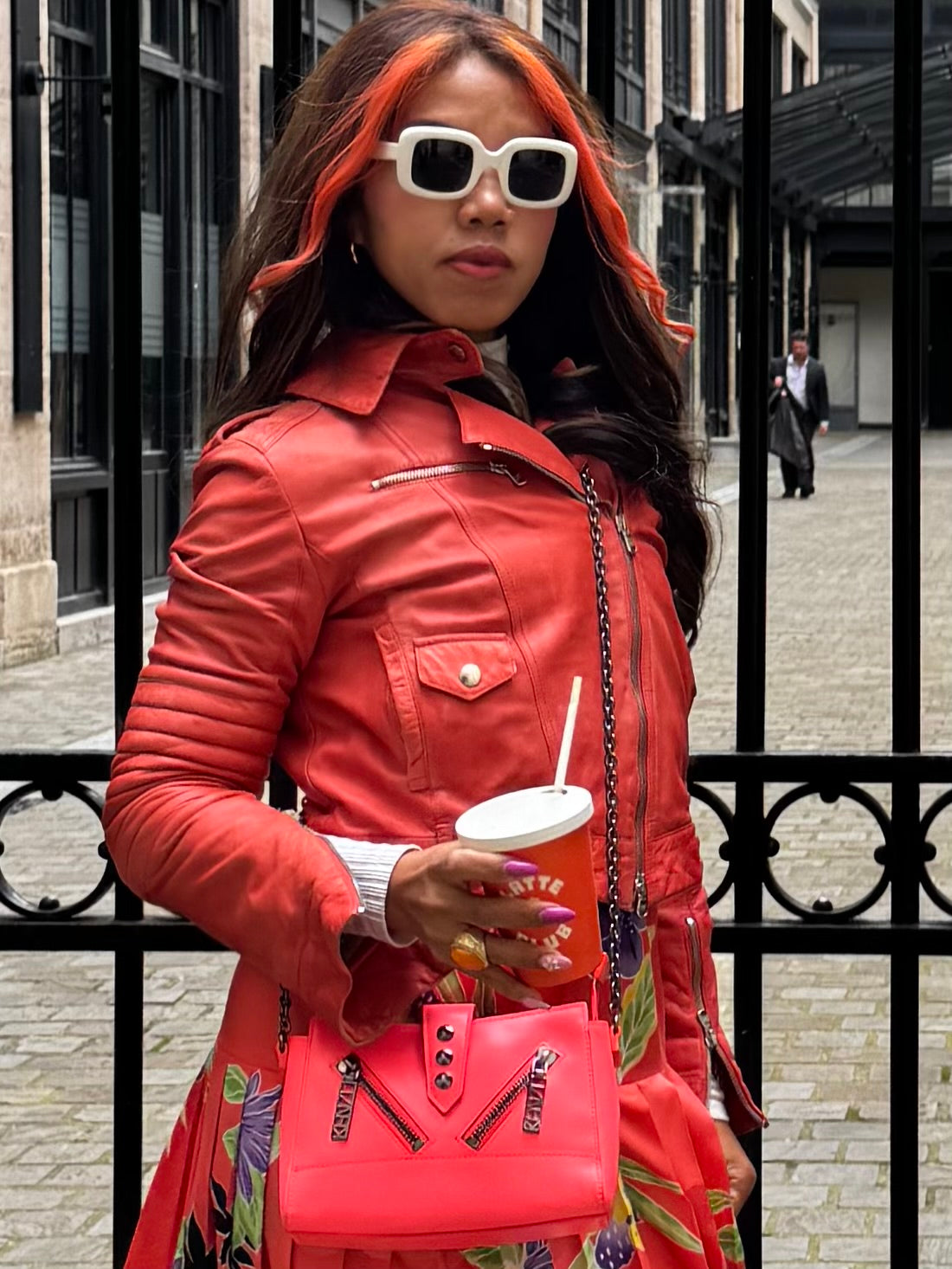 Perfecto cuir Patrizia Pepe clouté – veste vintage femme cuir italien