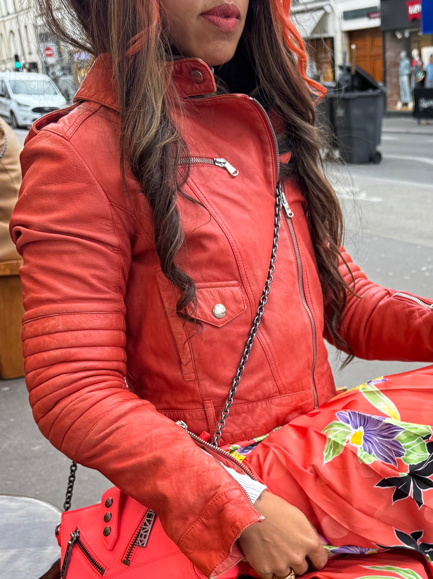 Perfecto cuir Patrizia Pepe clouté – veste vintage femme cuir italien