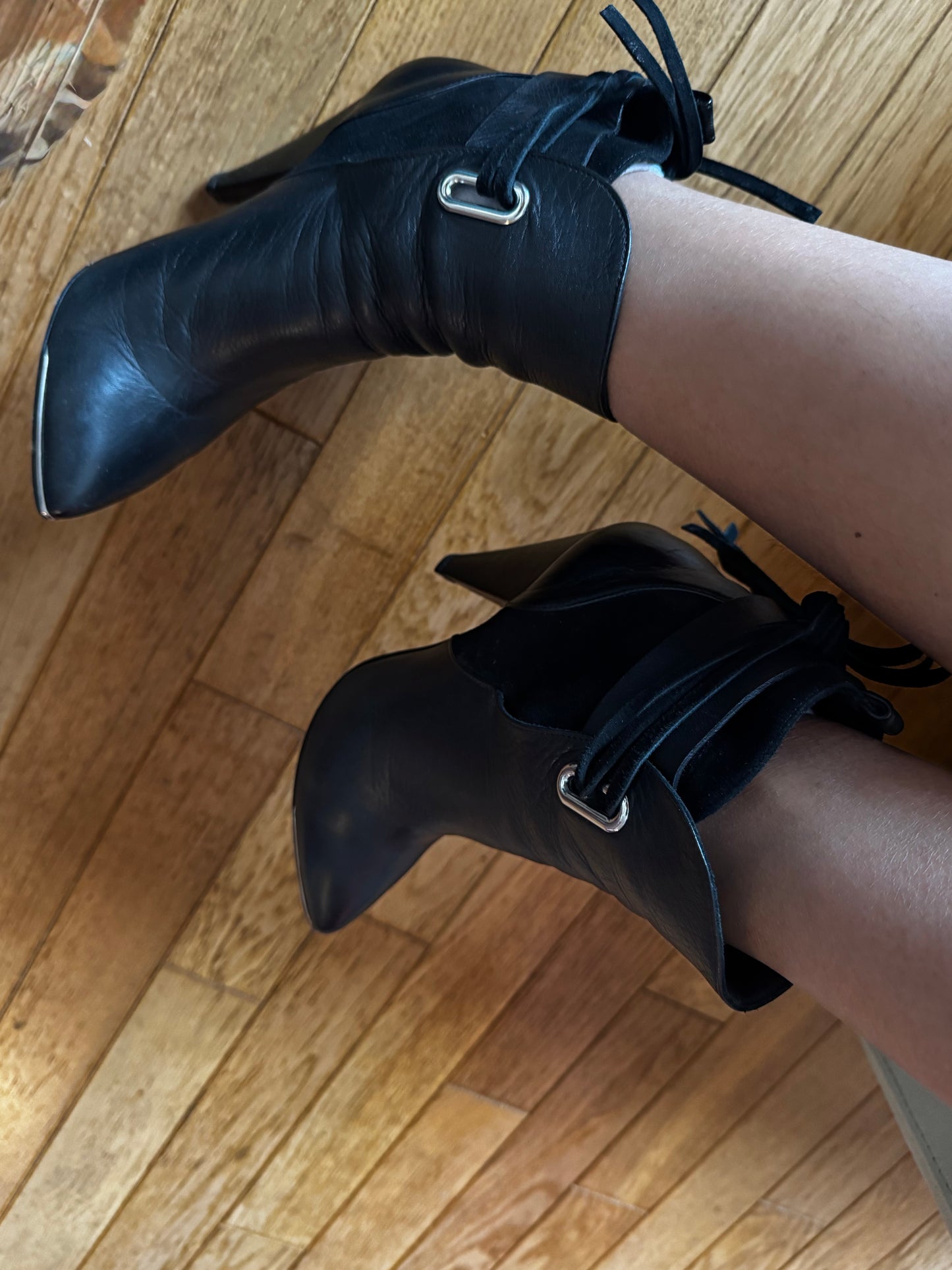Bottines IRO cuir noir véritable made in Italy – boots talons pointus taille 36 femme