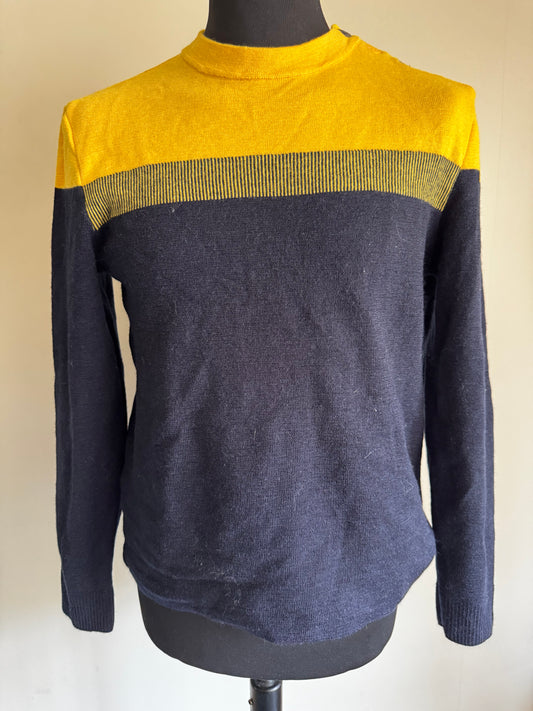 Pull Marin d'Archive Saint James "Bretagne" – 100% Pure Laine Vierge Bicolore Jaune & Navy