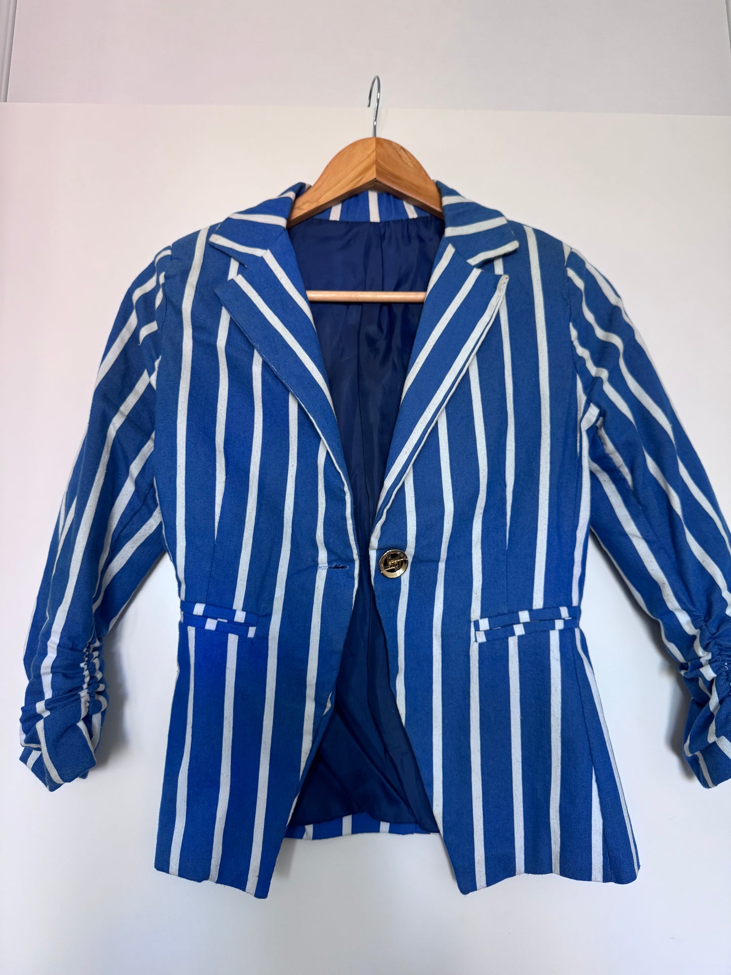 Veste rayée bleu ciel et blanc Y2K – vintage – taille S – made in Italy