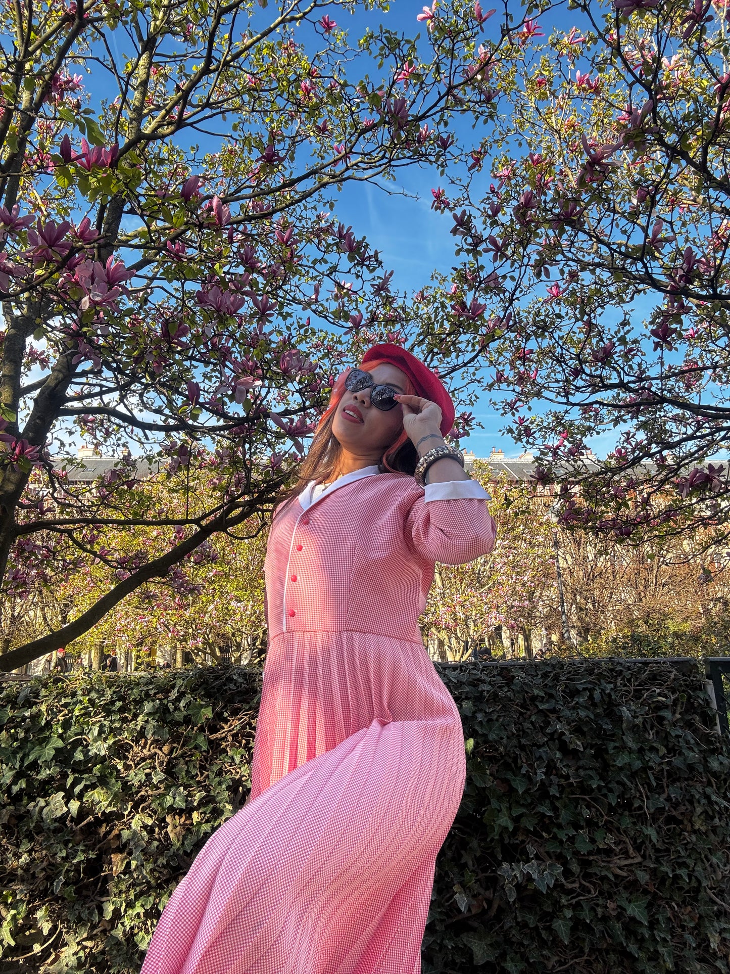 Robe vintage anglaise Dollyday London rose plissée – style british chic