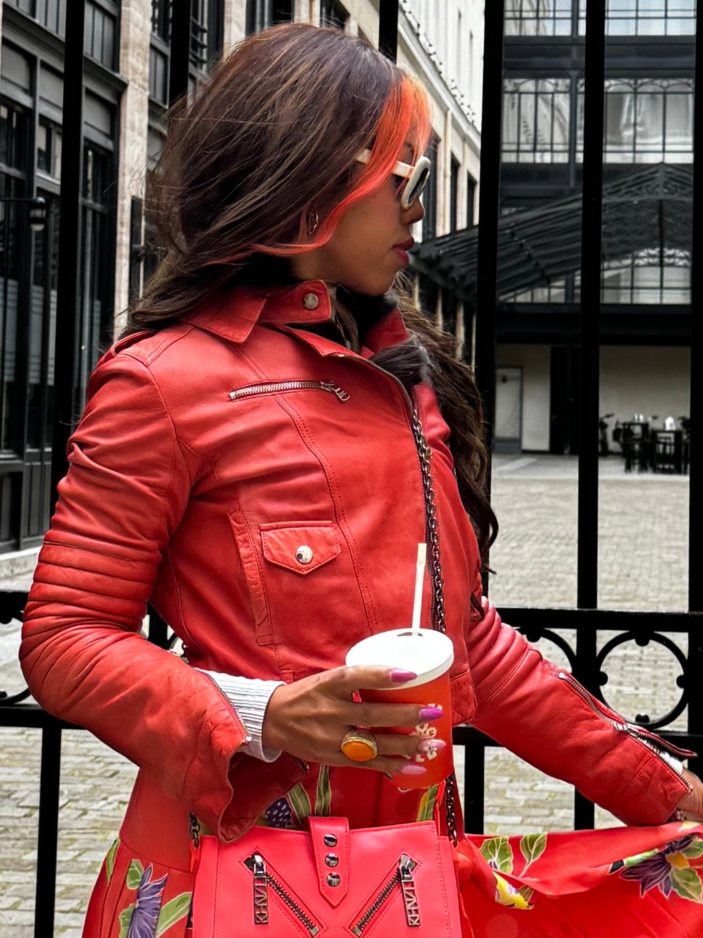 Perfecto cuir Patrizia Pepe clouté – veste vintage femme cuir italien
