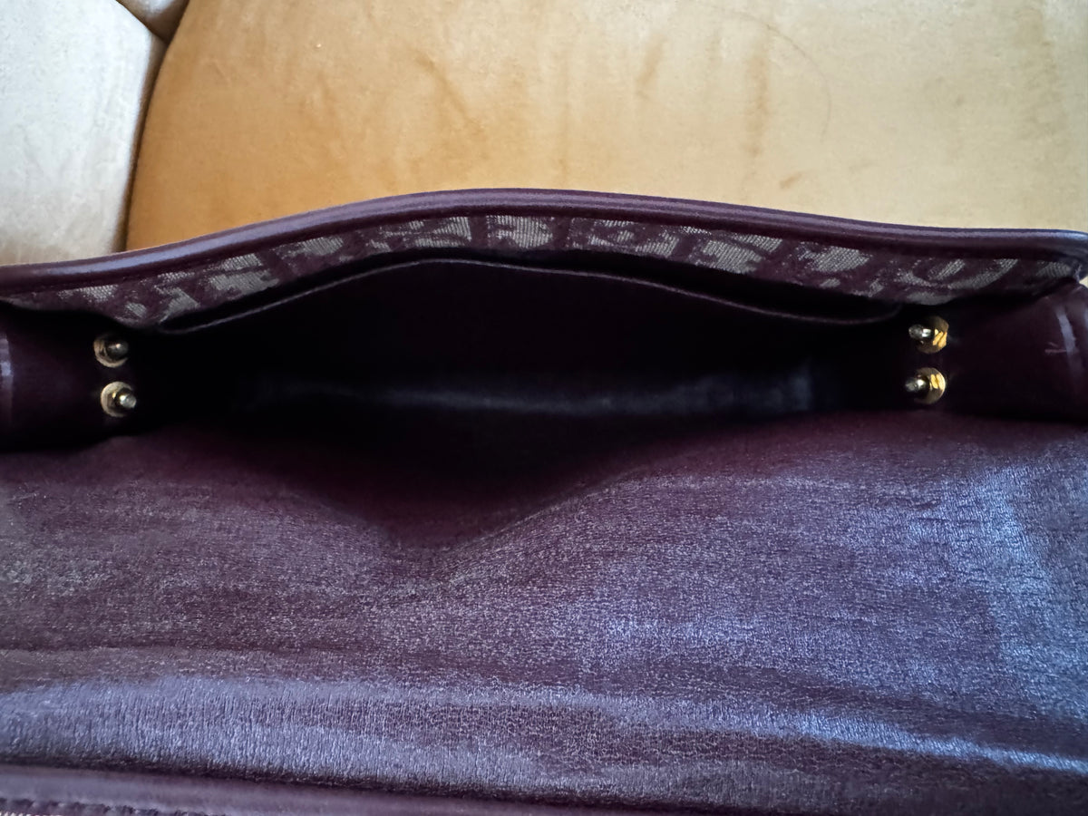 Sac Pochette Bandoulière Christian Dior Vintage – Monogramme Oblique Bordeaux
