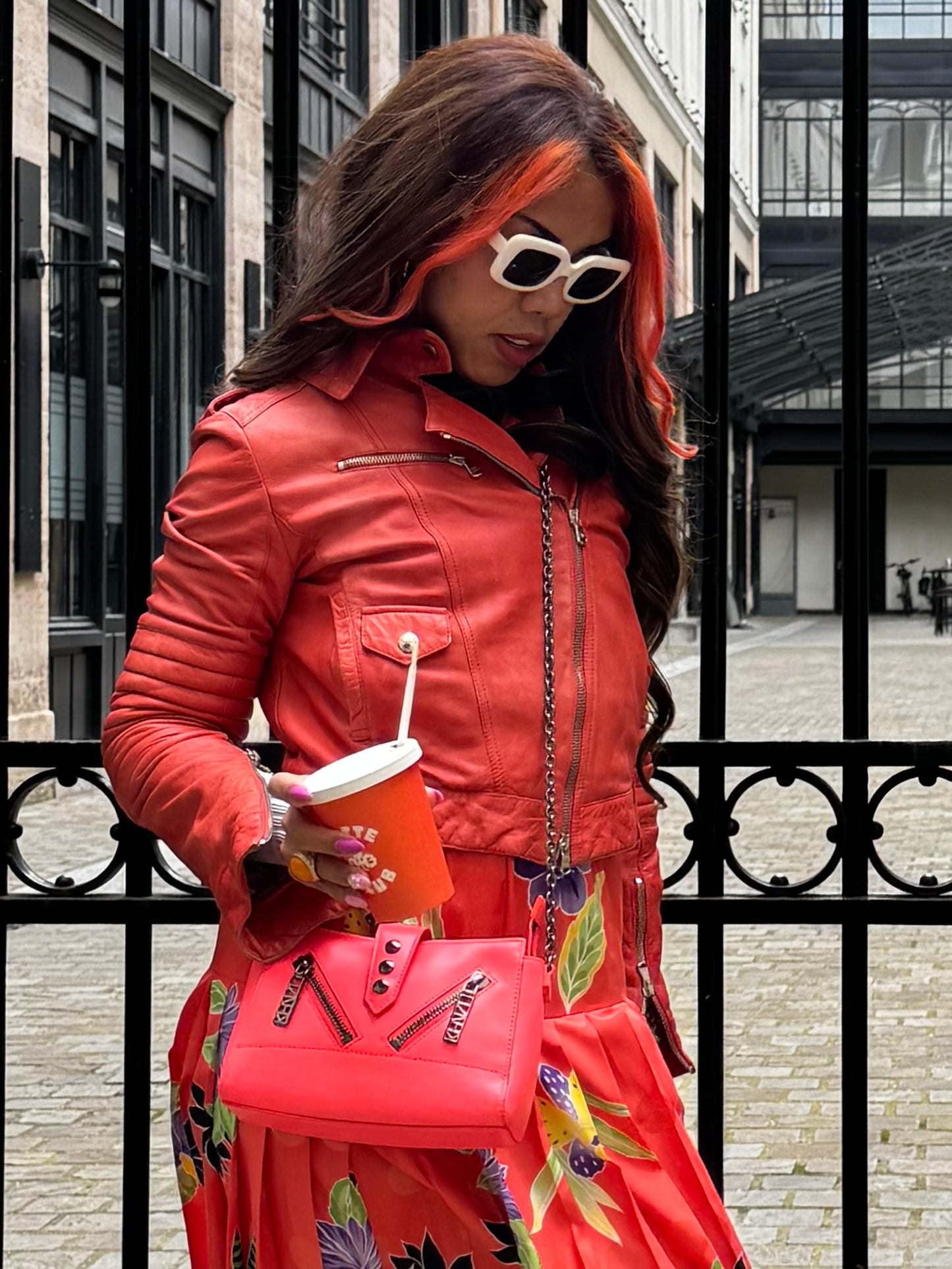 Perfecto cuir Patrizia Pepe clouté – veste vintage femme cuir italien