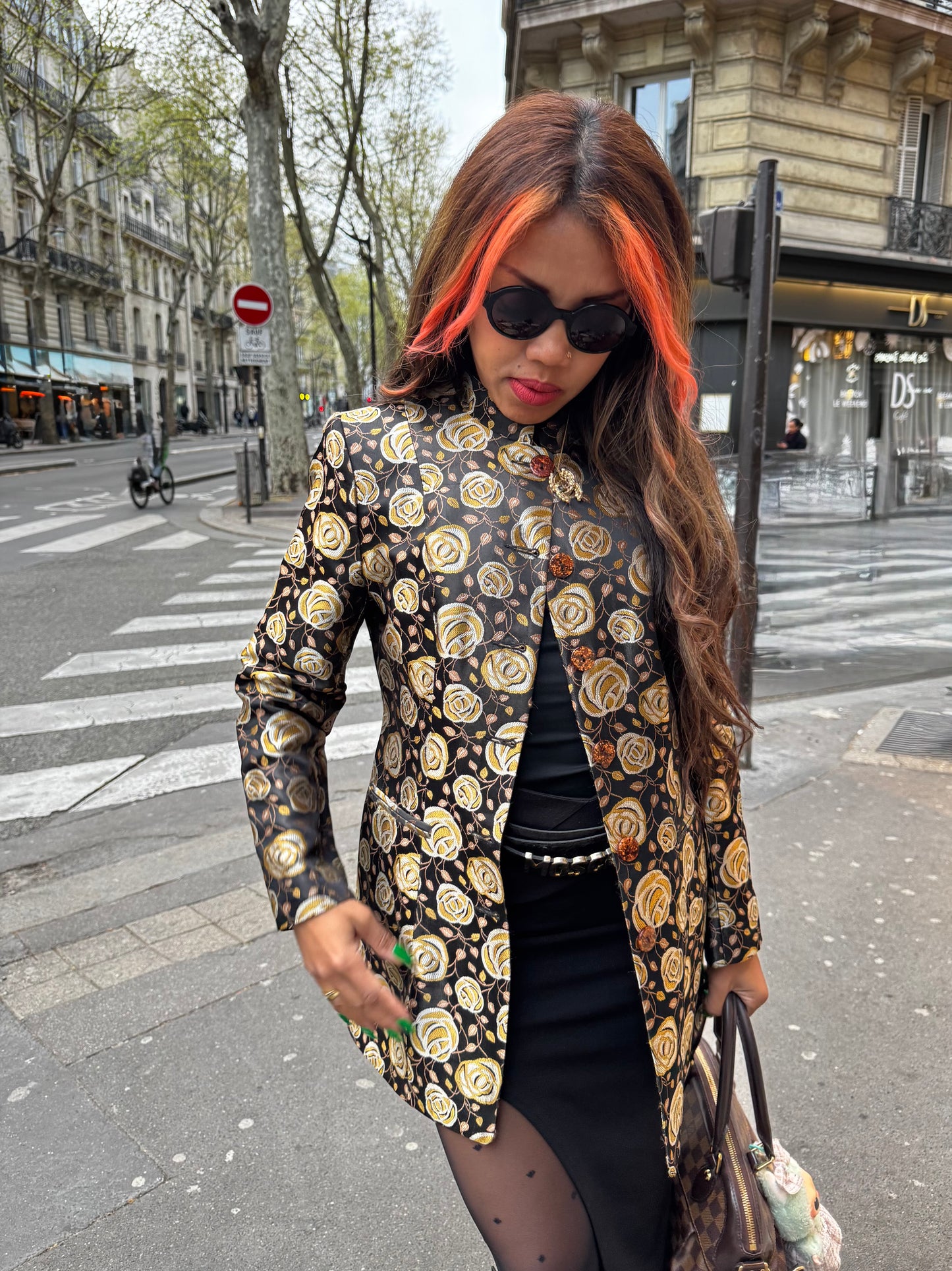 Veste vintage Emmanuel C Paris femme – blazer floral chic Made in France