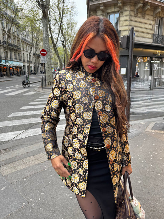 Veste vintage Emmanuel C Paris femme – blazer floral chic Made in France