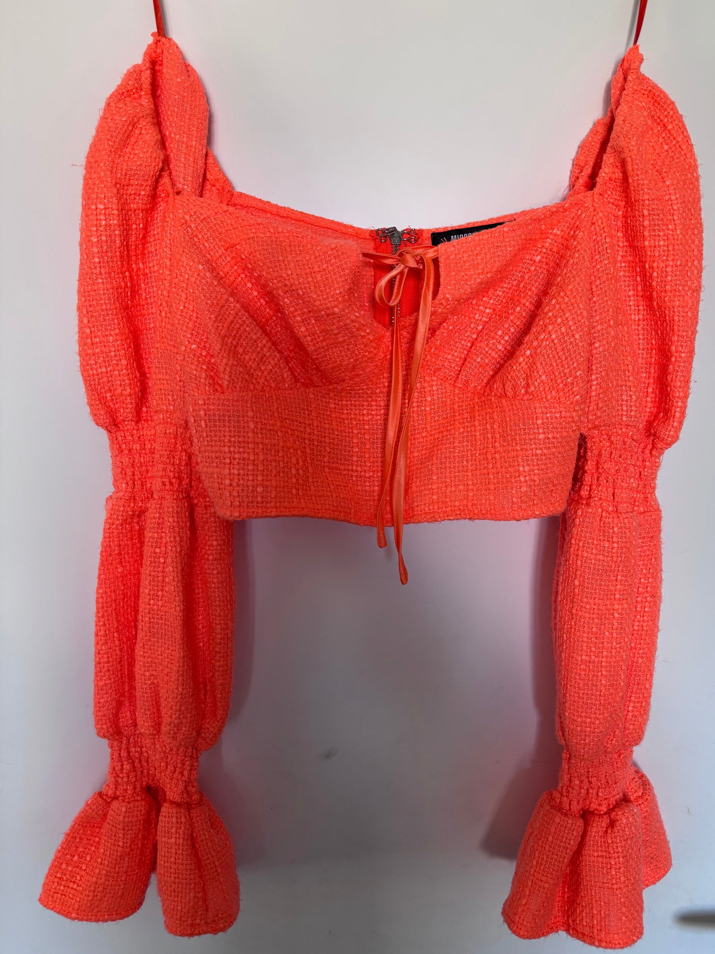 Crop top Y2K Missguided orange – manches volume – top tendance été