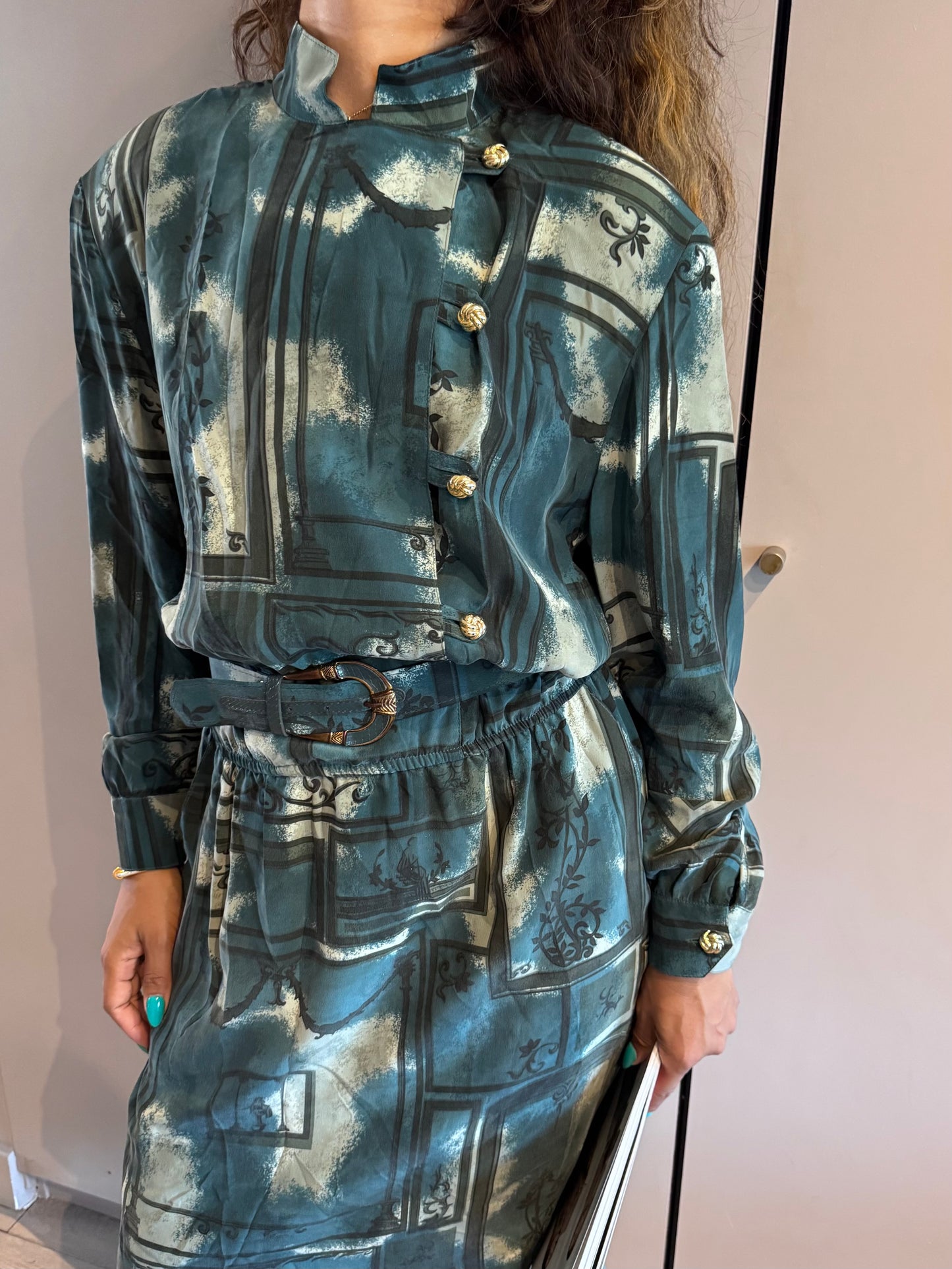Robe vintage Janina Schrek – Taille 42-100%en soie