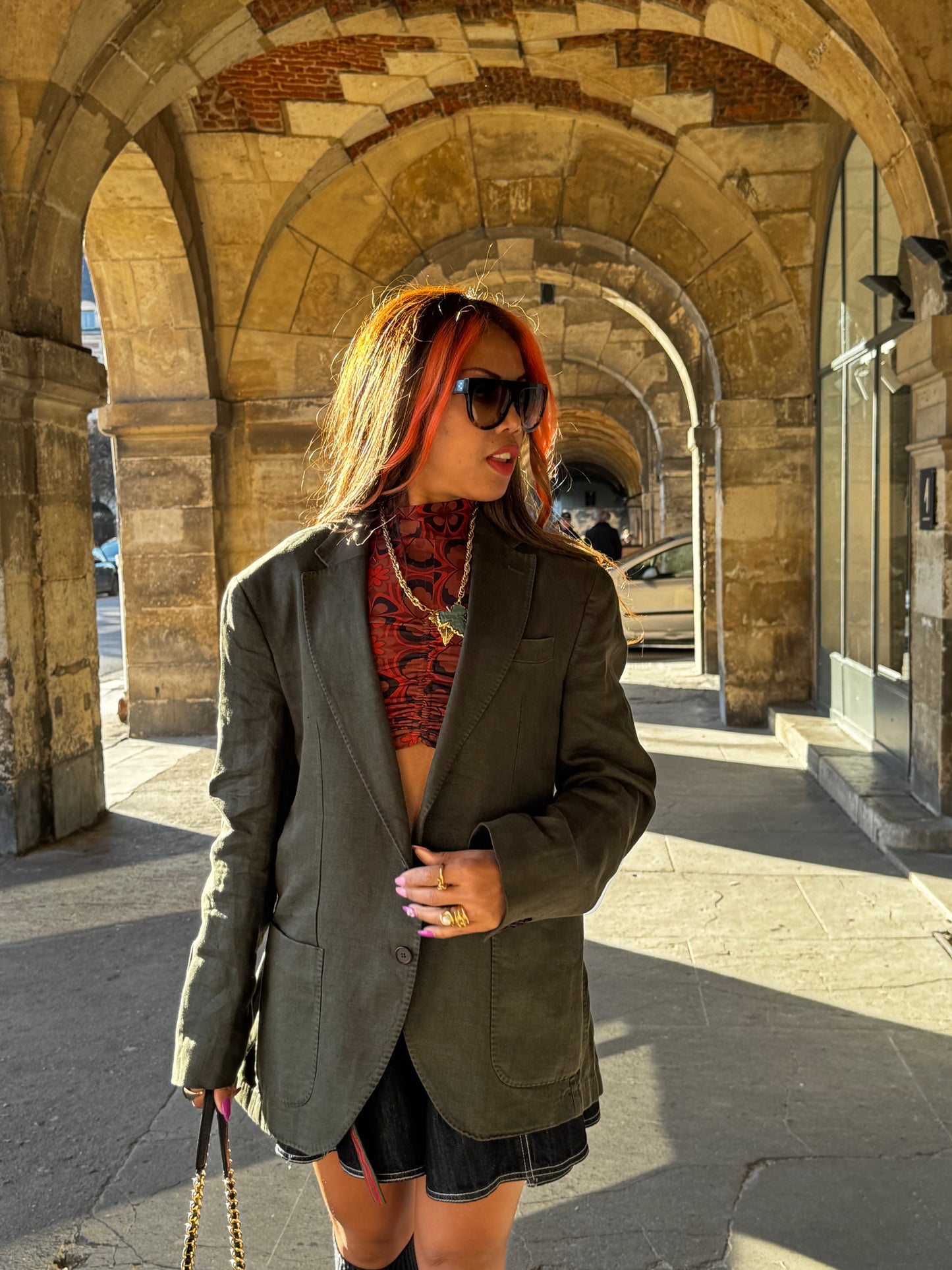 Blazer Massimo Dutti 100% Lin Vert Olive – Taille 50 – Made in Portugal – Coupe Oversize Chic