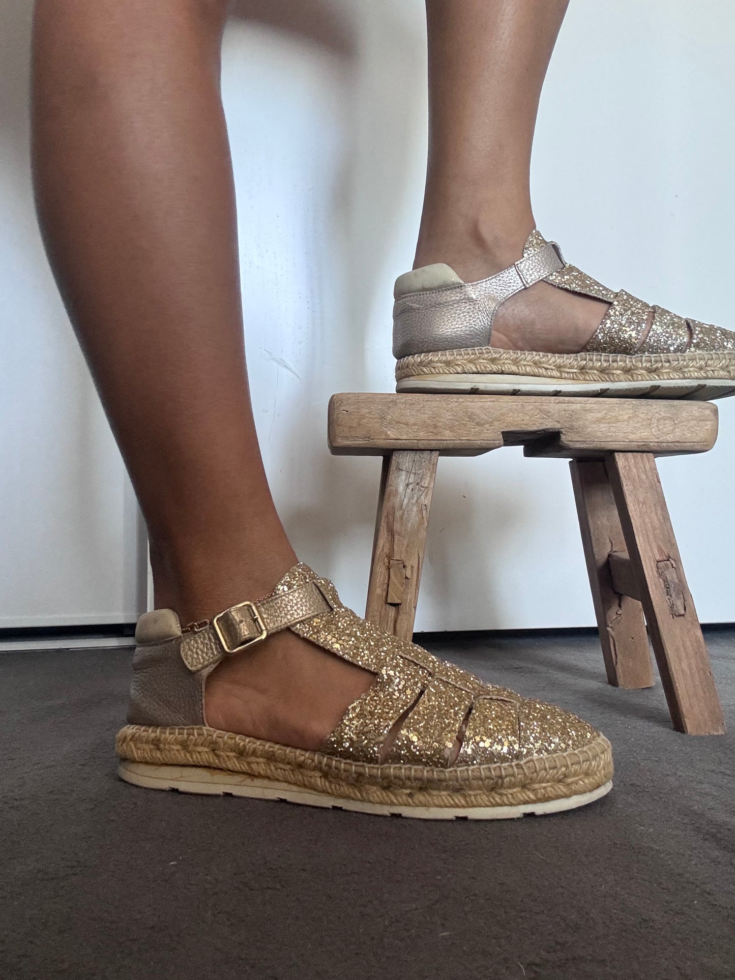 Espadrilles Kanna en cuir pailleté – Made in Spain