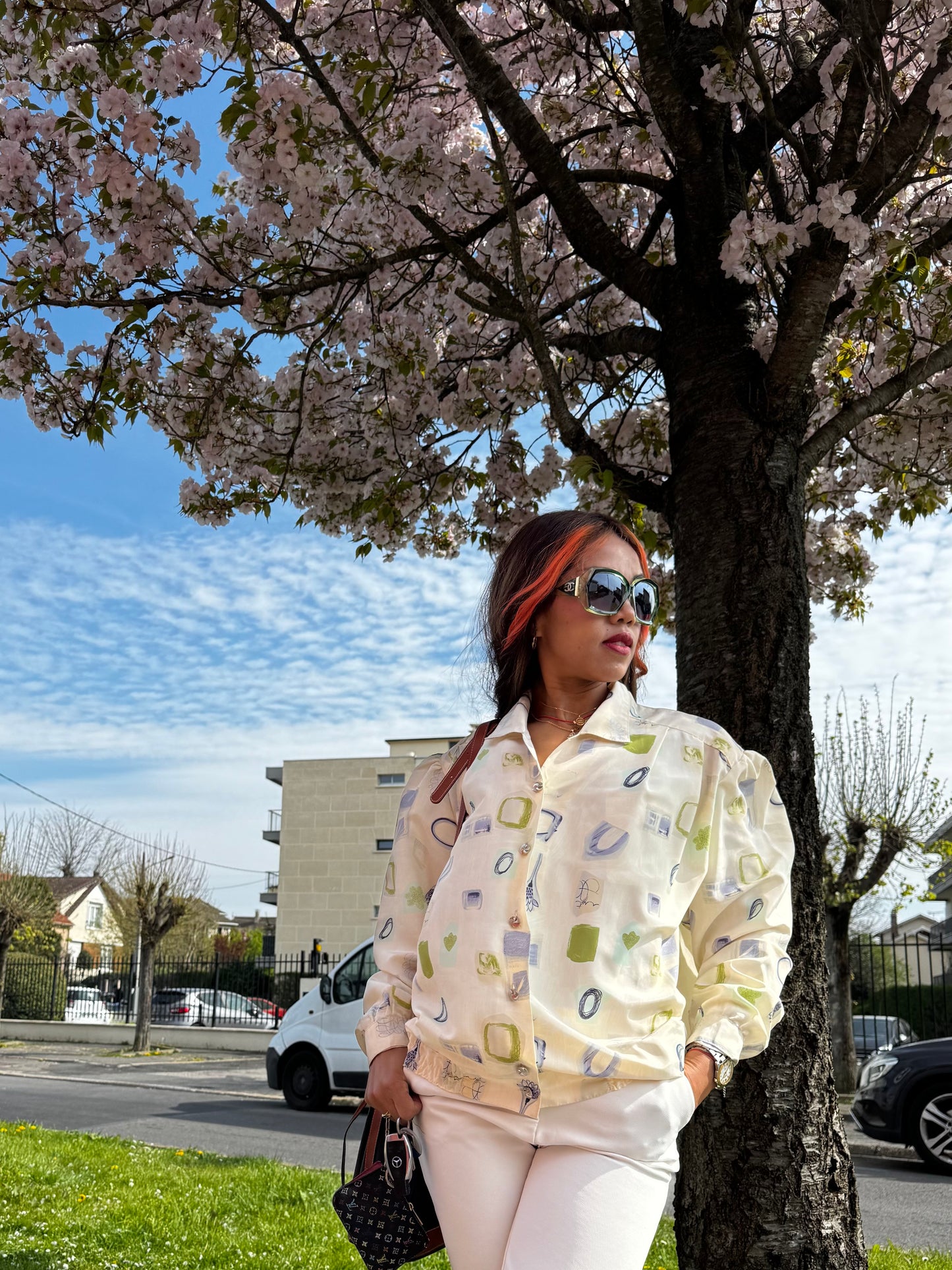 Chemisier vintage femme Made in France – blouse fluide imprimée chic printemps