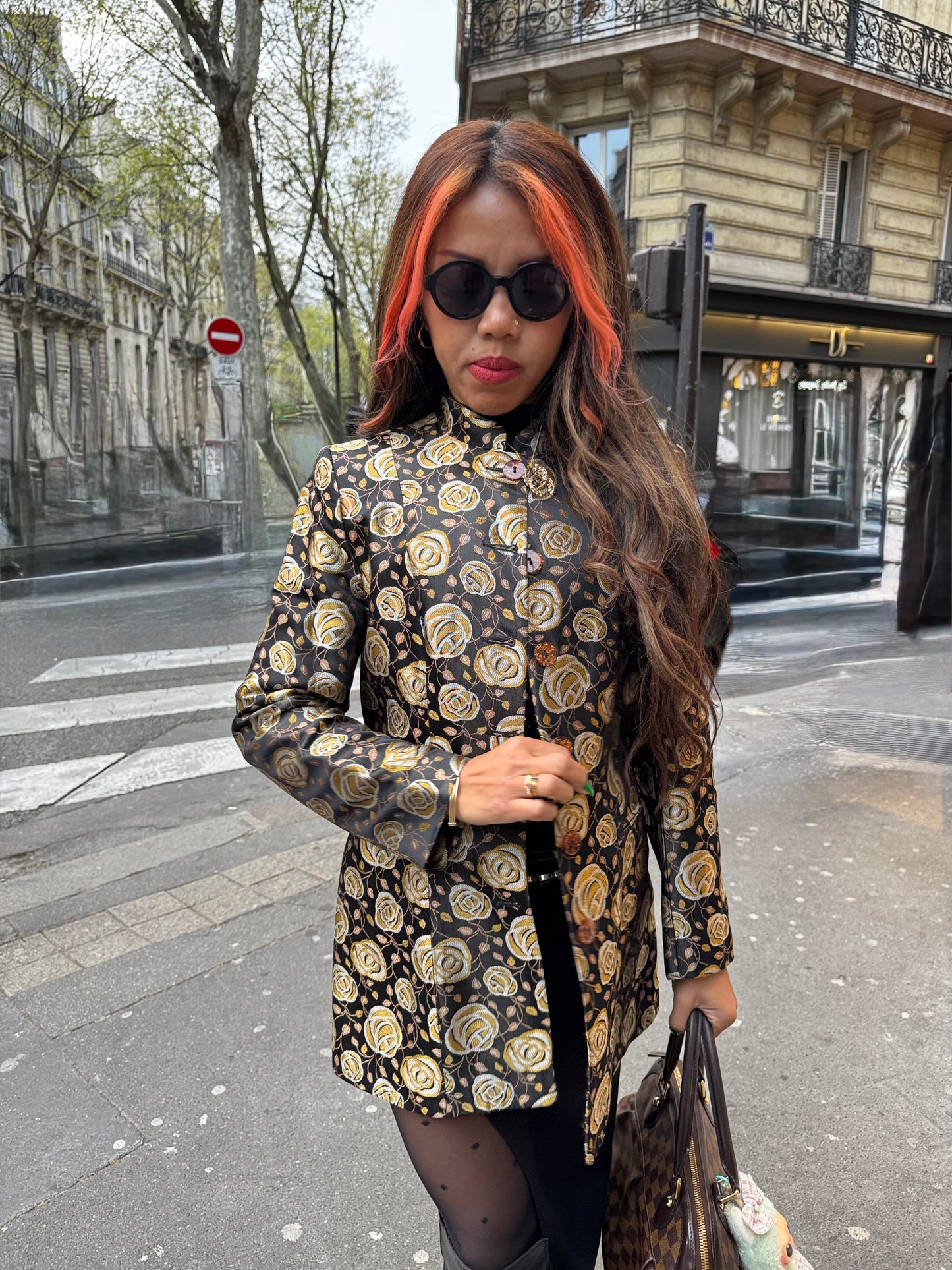 Veste vintage Emmanuel C Paris femme – blazer floral chic Made in France