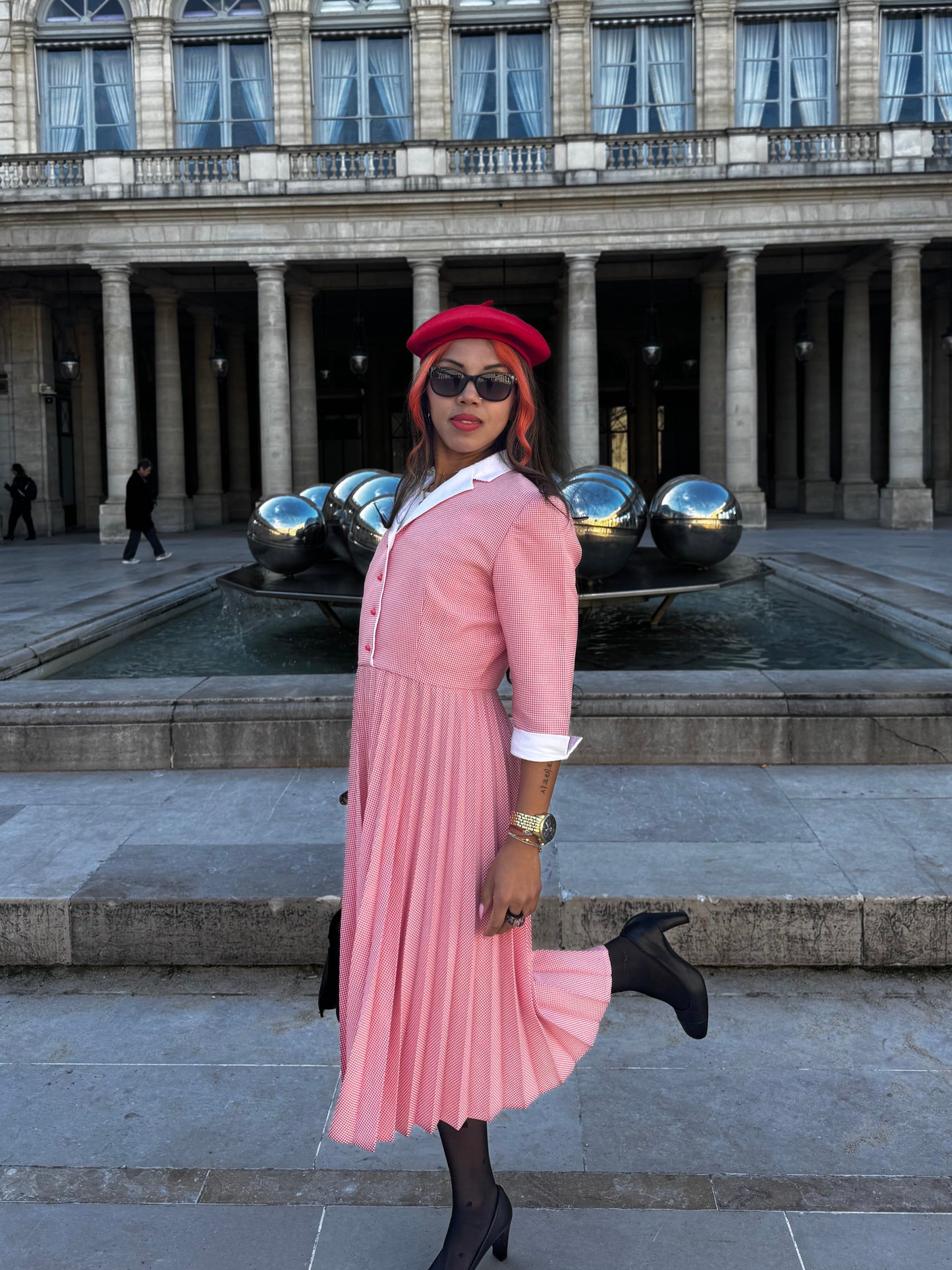 Robe vintage anglaise Dollyday London rose plissée – style british chic