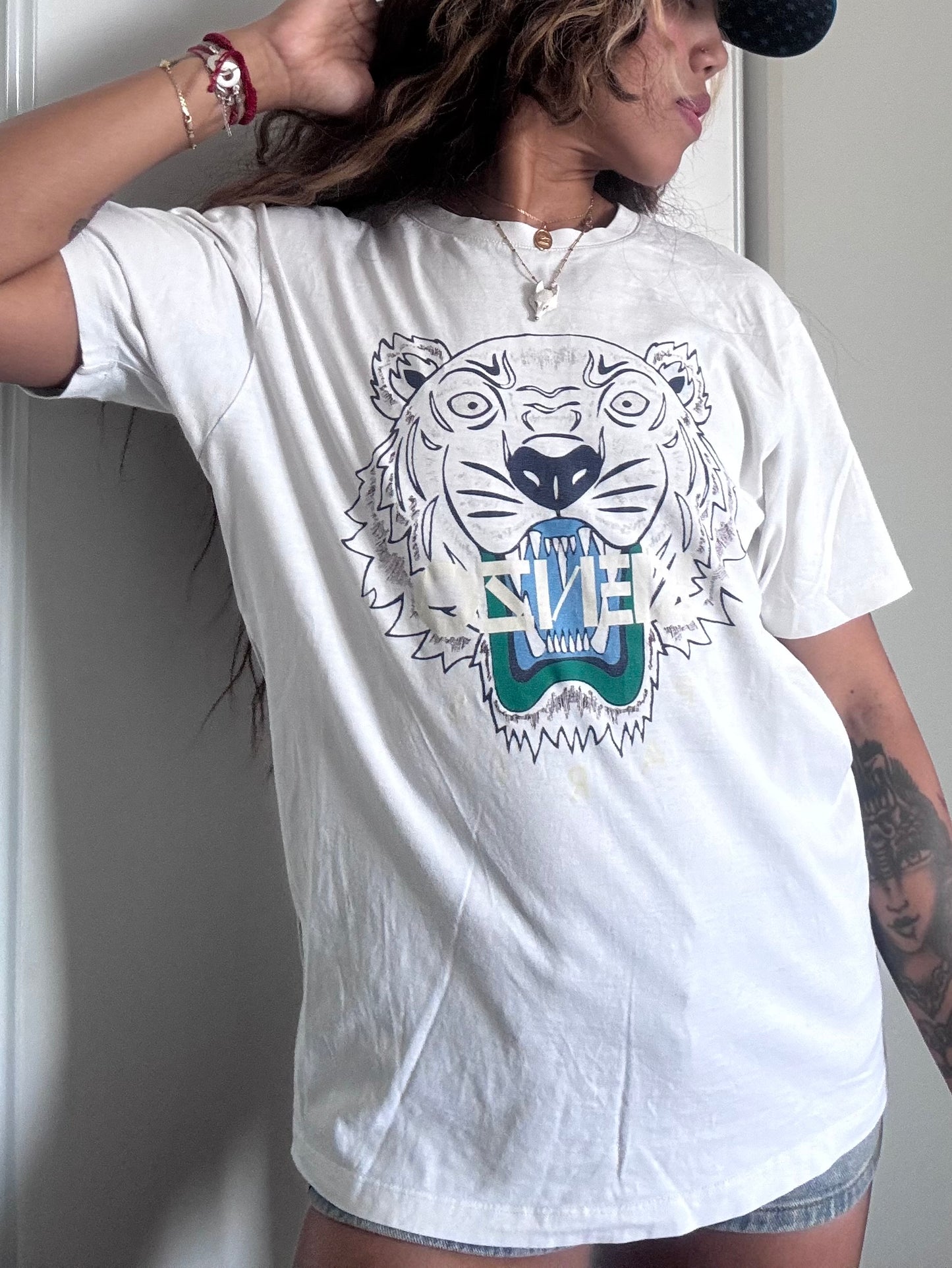 T-shirt Kenzo Tiger blanc – Taille M