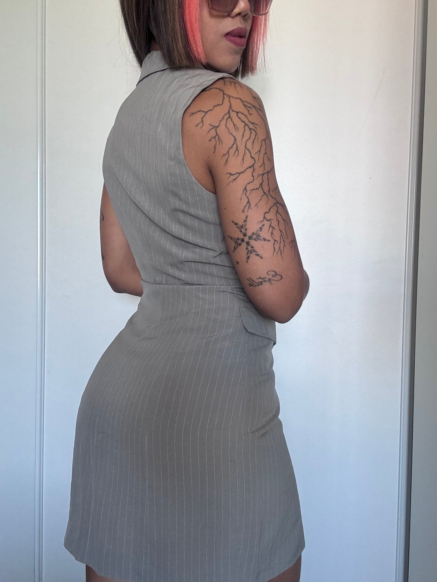 Robe blazer rayée femme – coupe tailleur chic – taille 36