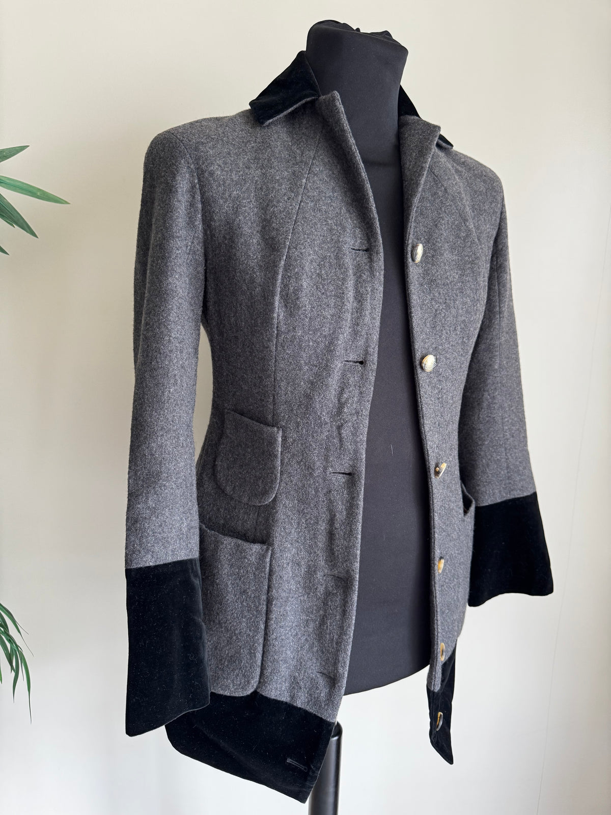 Veste Tailoring Vivienne Westwood Red Label Vintage – 100% Laine Grise & Velours Noir
