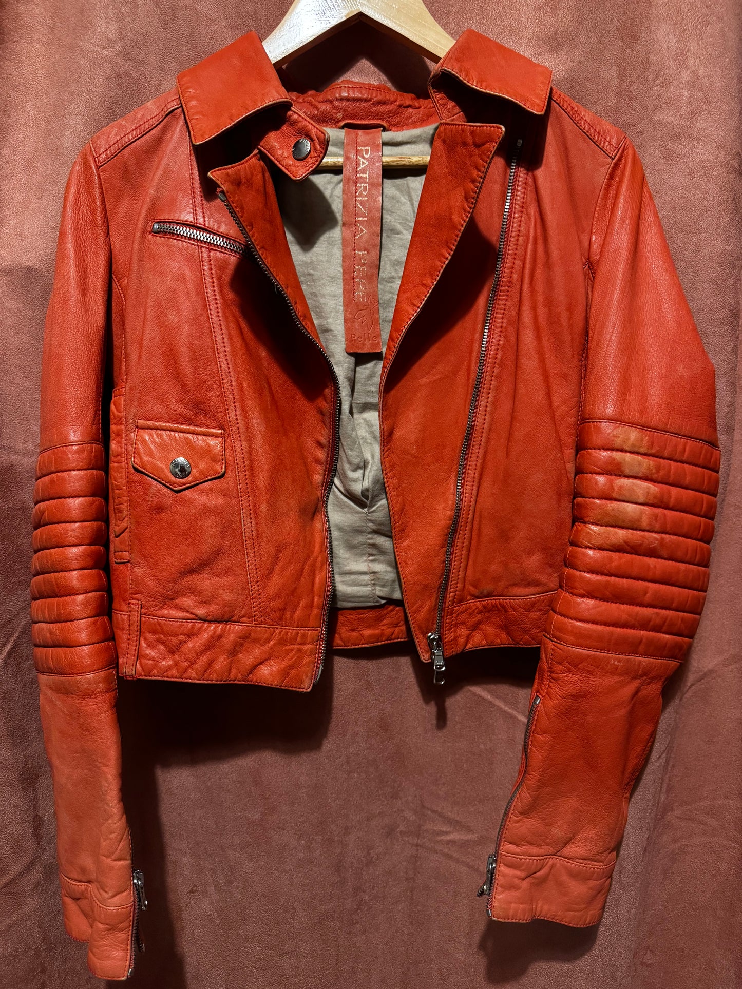Perfecto cuir Patrizia Pepe clouté – veste vintage femme cuir italien