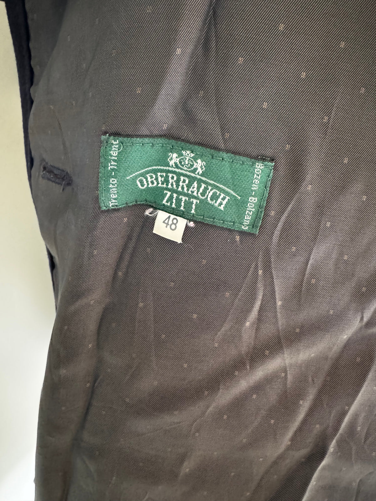 Manteau d'Archive Italien 100% Laine Vierge Noir/Gris & Écharpe Étole Amovible Chocolat