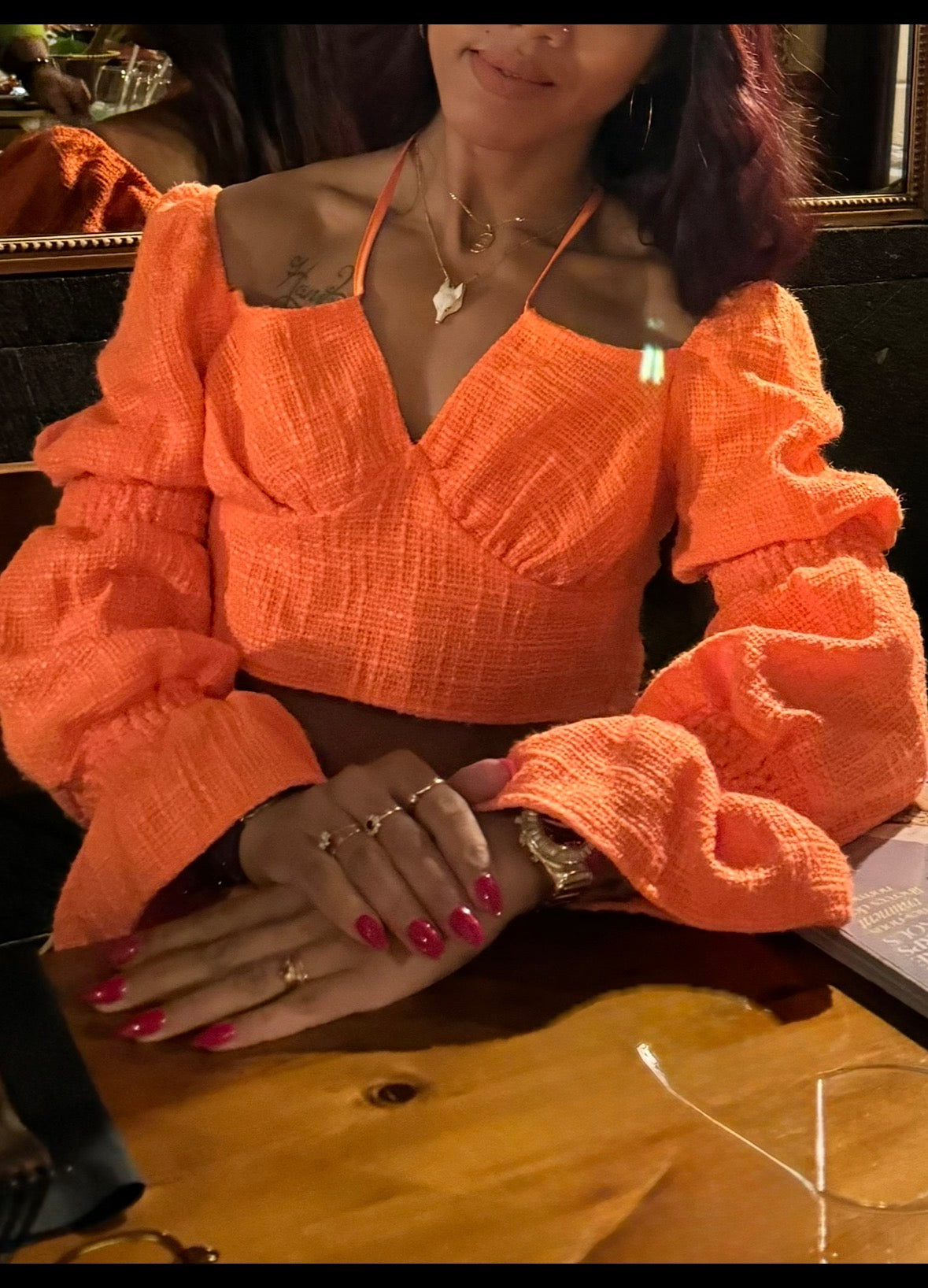Crop top Y2K Missguided orange – manches volume – top tendance été