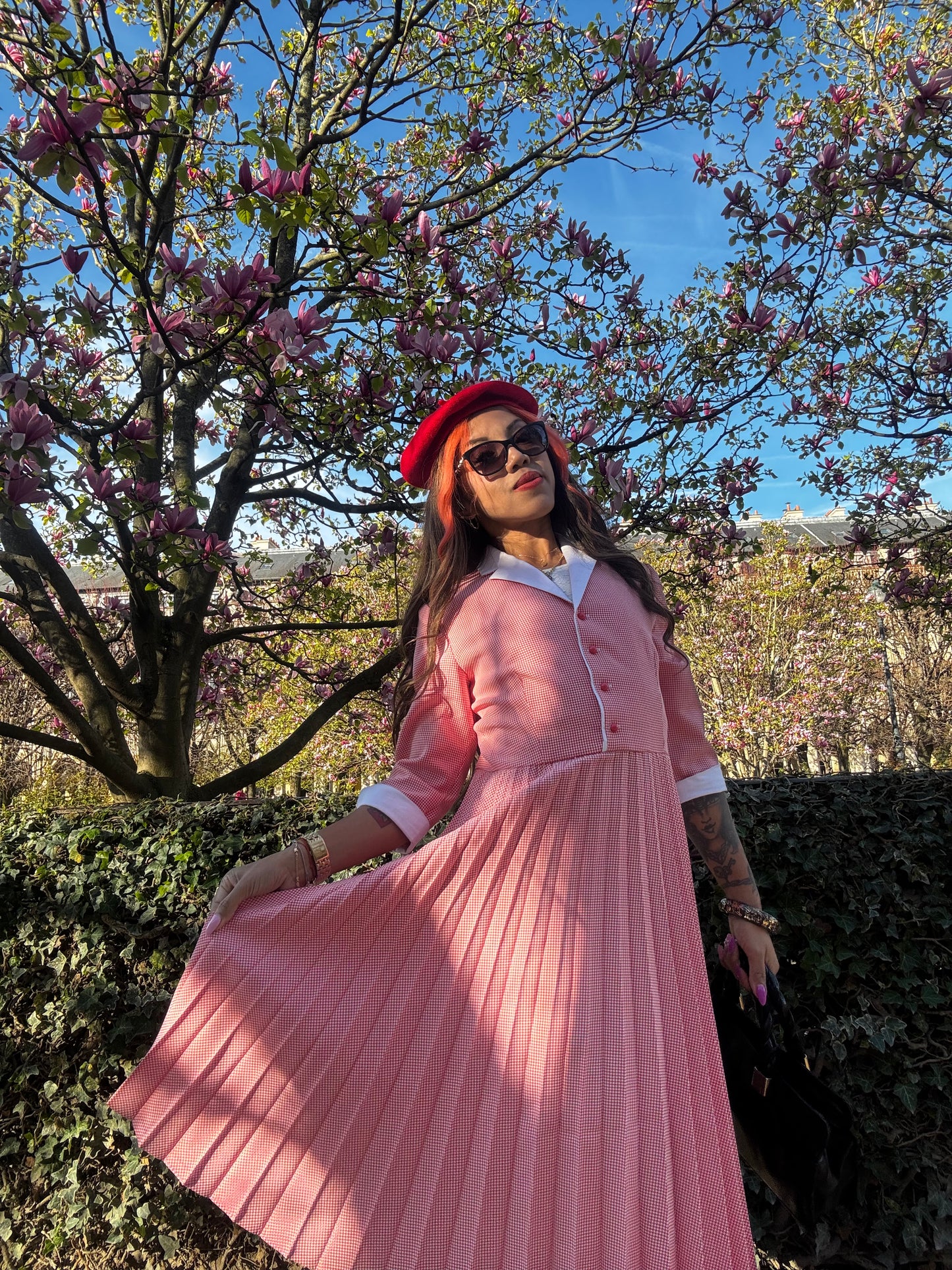 Robe vintage anglaise Dollyday London rose plissée – style british chic