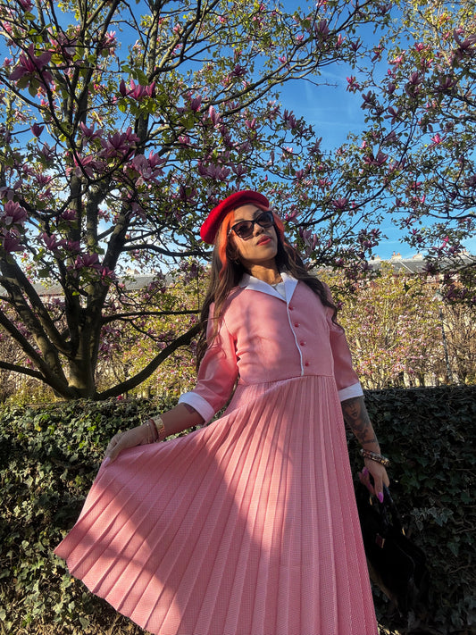 Robe vintage anglaise Dollyday London rose plissée – style british chic