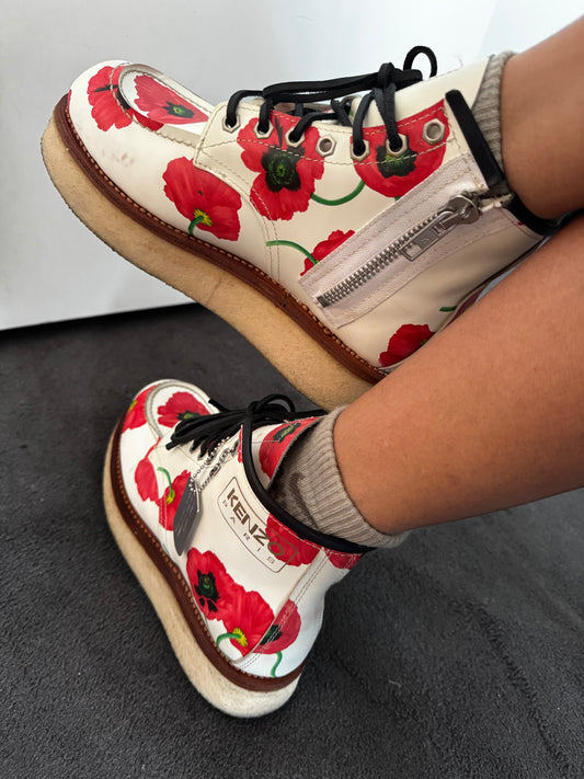 Boots Kenzo Yama Flowers femme cuir – bottines florales luxe taille 37