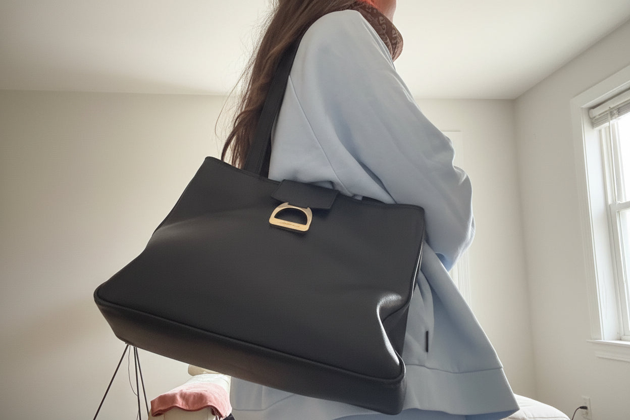 Sac Lancel vintage cuir noir années 90 – grand sac épaule classique