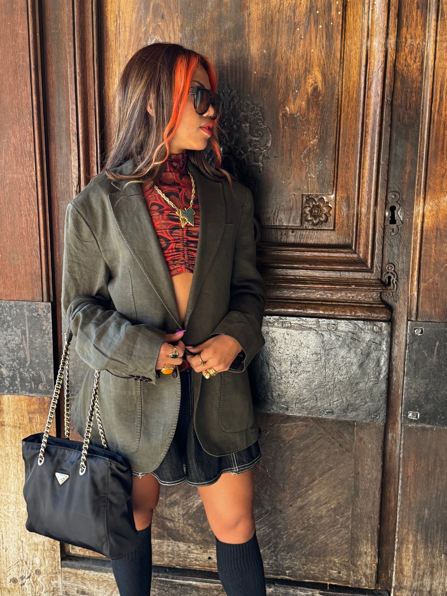 Blazer Massimo Dutti 100% Lin Vert Olive – Taille 50 – Made in Portugal – Coupe Oversize Chic