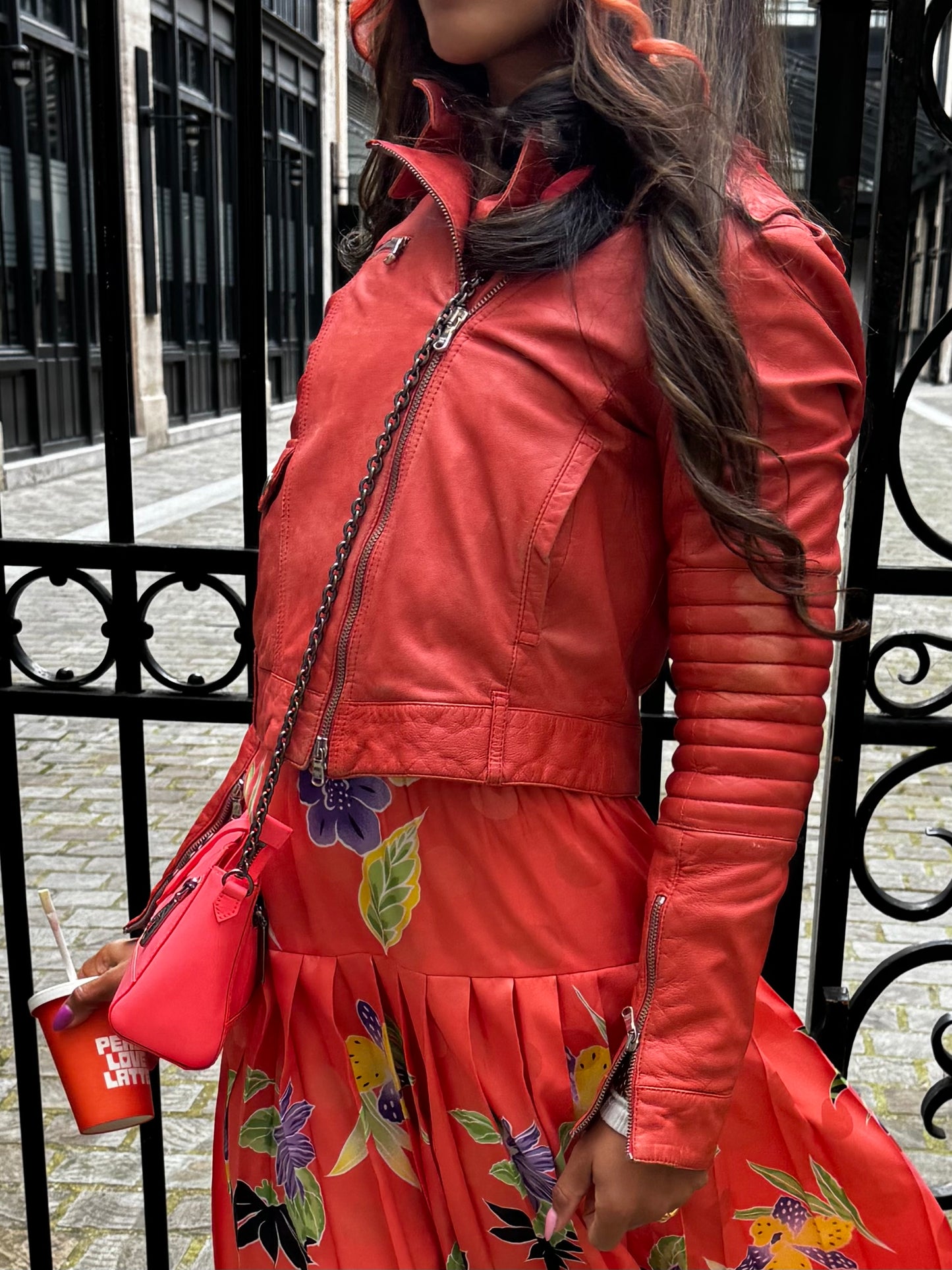 Perfecto cuir Patrizia Pepe clouté – veste vintage femme cuir italien