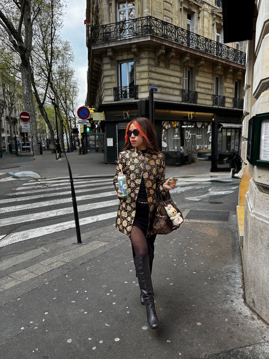 Veste vintage Emmanuel C Paris femme – blazer floral chic Made in France