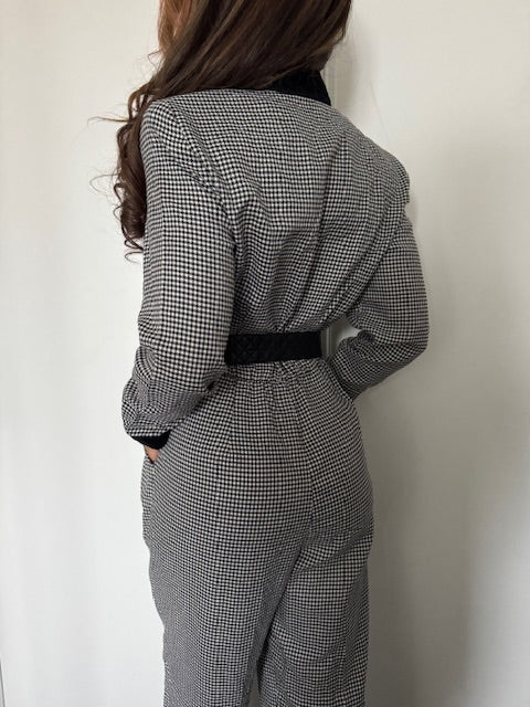 Combinaison vintage pied-de-poule - RJ Stevens By Carol Escritor .Made in USA-100 %coton