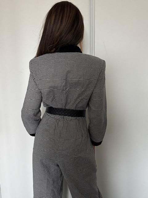 Combinaison vintage pied-de-poule - RJ Stevens By Carol Escritor .Made in USA-100 %coton