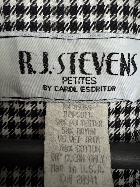 Combinaison vintage pied-de-poule - RJ Stevens By Carol Escritor .Made in USA-100 %coton