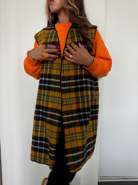 Gilet Long à  carreaux avec doublure amovible