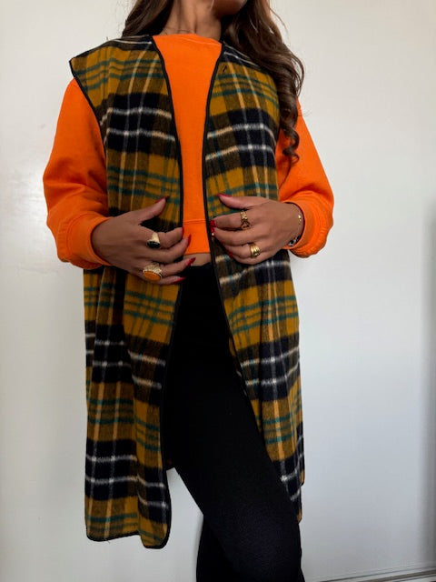Gilet Long à  carreaux avec doublure amovible