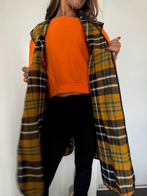 Gilet Long à  carreaux avec doublure amovible