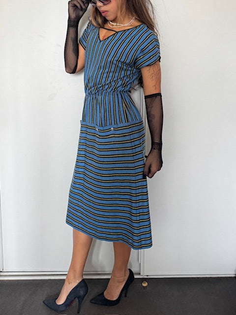 Robe vintage rayée-Créations Junil Sicoc (Taille 40)