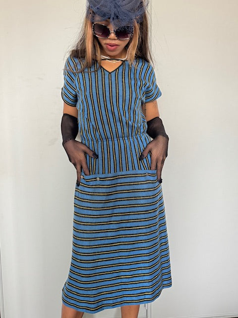 Robe vintage rayée-Créations Junil Sicoc (Taille 40)