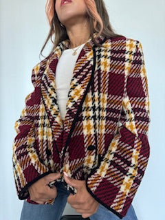 VESTE A CARREAUX EN LAINE "Nouvelle couture"